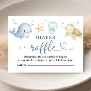 Under The Sea Baby Shower Boy Diaper Raffle Enclosure Card