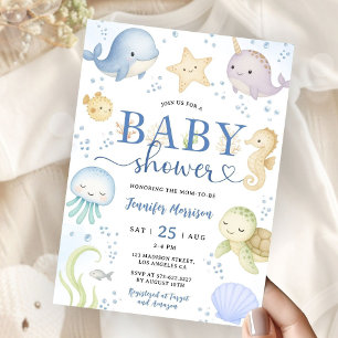 Under The Sea Baby Shower Boy Ocean Invitation