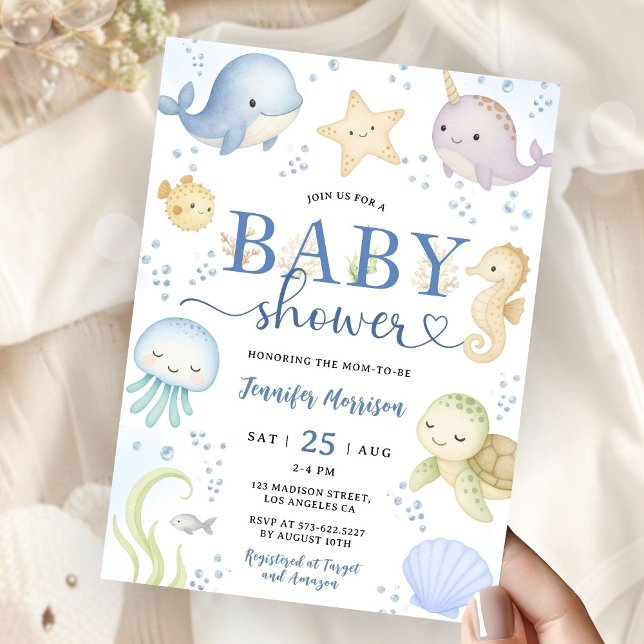 Under The Sea Baby Shower Boy Ocean Invitation (Creator Uploaded)