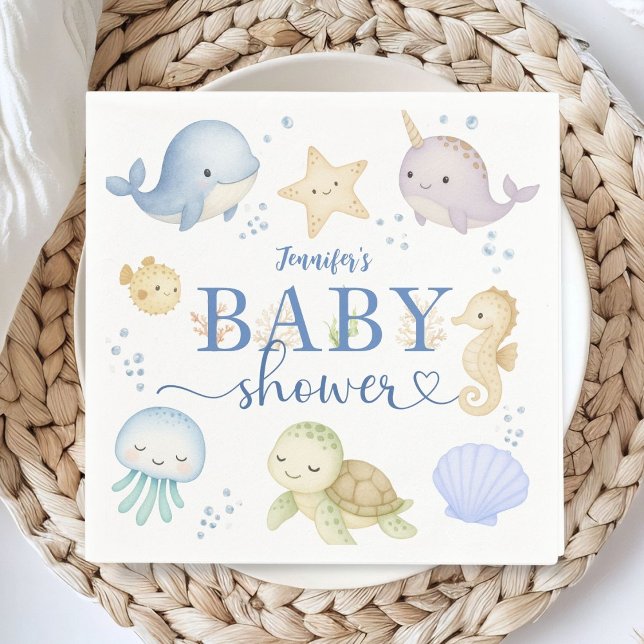 Under The Sea Baby Shower Boy Ocean Paper Napkins (Creator Uploaded)