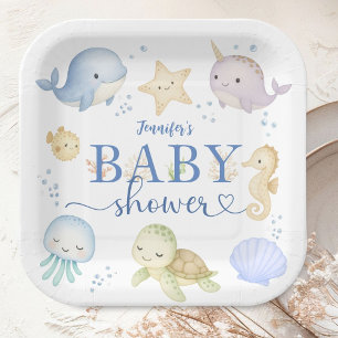 Under The Sea Baby Shower Boy Ocean Paper Plates