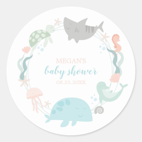 Under The Sea Baby Shower Classic Round Sticker