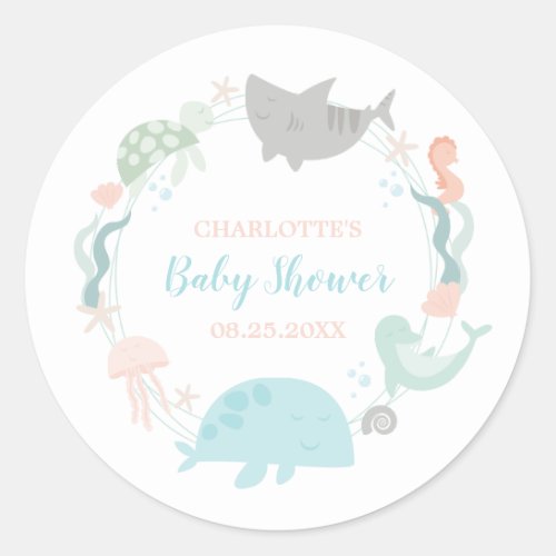 Under The Sea Baby Shower Classic Round Sticker