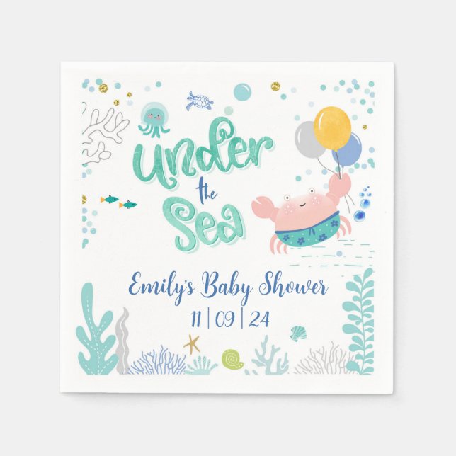 Under The Sea Baby Shower Cocktail Napkins (Front)