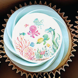 Under the Sea Baby Shower Cupcake Frosting Round
