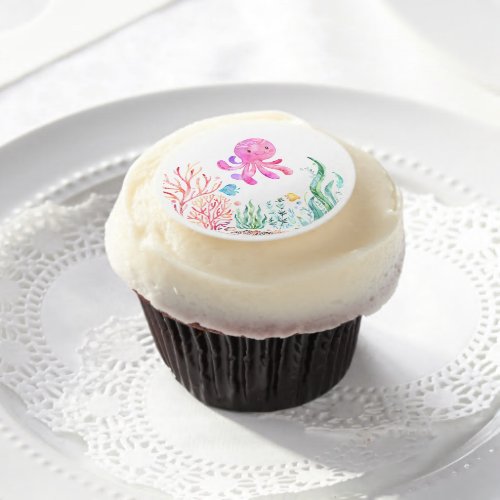 Under the Sea Baby Shower Cupcake Frosting Round