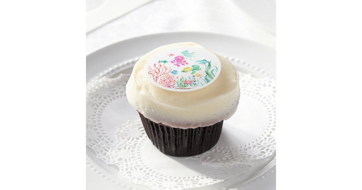 Under The Sea Baby Shower Cupcake Frosting Round Zazzle Com