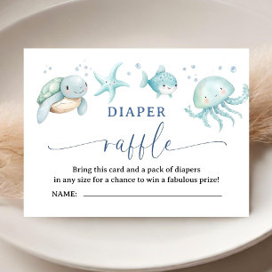 Under The Sea Baby Shower Cute Boy Diaper Raffle Enclosure Card