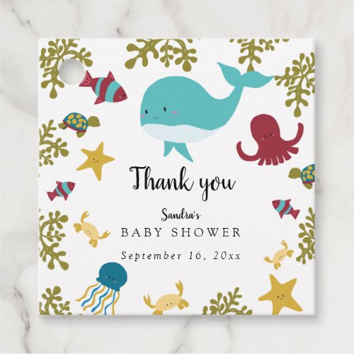 Under the Sea Baby Shower Cute Kawaii Thank you    Favor Tags