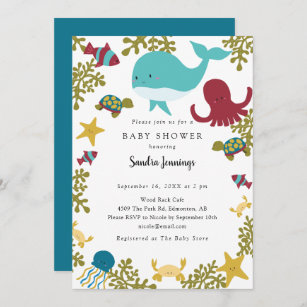 Under the Sea Baby Shower Cute Neutral   Invitation