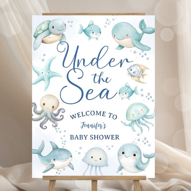 Under The Sea Baby Shower Cute Ocean Welcome Foam Board (Creator Uploaded)