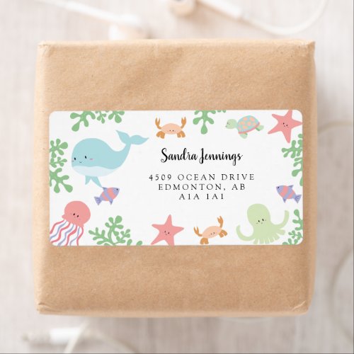 Under the Sea Baby Shower Cute Pastel Personalized Label