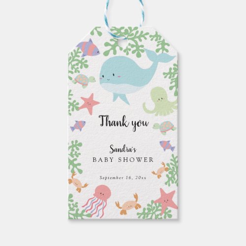Under the Sea Baby Shower Cute Pastel Thank you Gift Tags