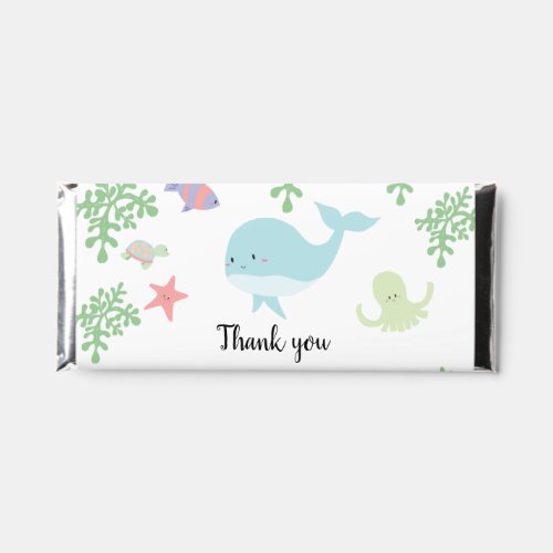 Under the Sea Baby Shower Cute Pastel Thank you  Hershey Bar Favors