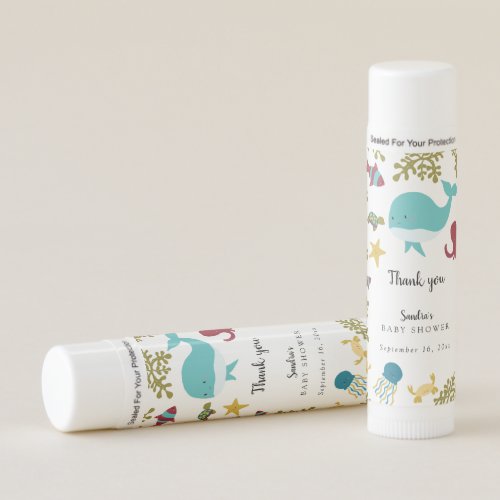 Under the Sea Baby Shower Cute Pastel Thank you  L Lip Balm