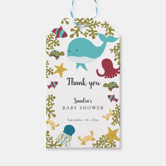Under the Sea Baby Shower Cute Thank you Gift Tags Zazzle