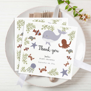 Under the Sea Baby Shower Cute Thank you  Napkins