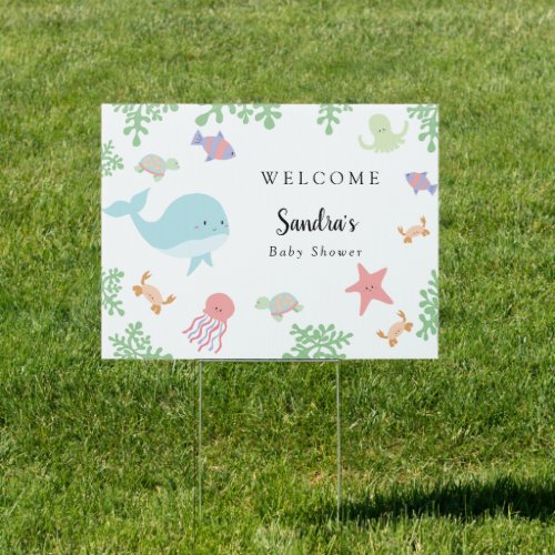 Under the Sea Baby Shower Cute Welcome Pastel Sign