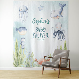 Under The Sea Baby Shower Decor Banner Tapestry