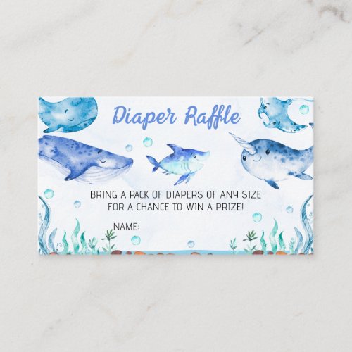 Under the Sea Baby Shower Diaper Raffle Business Card