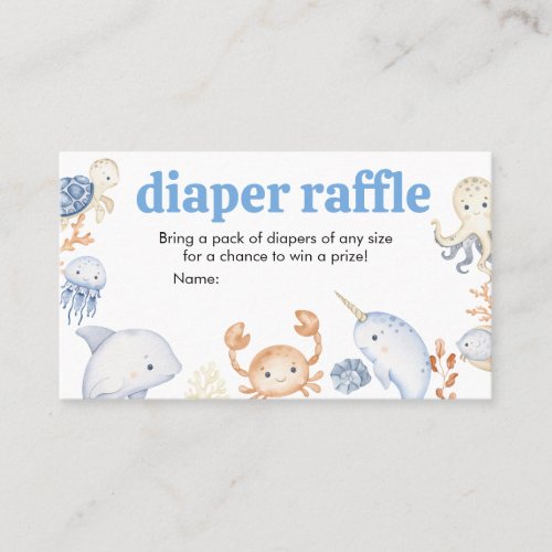 Under the Sea Baby Shower Diaper Raffle Business Card