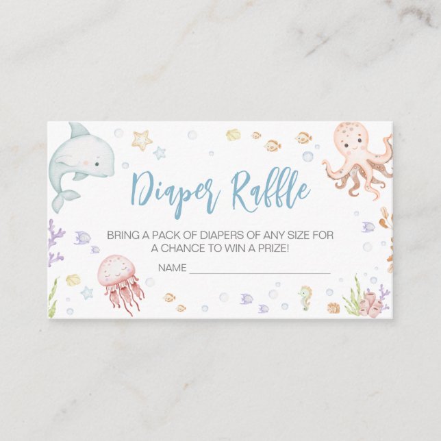 Under The Sea Baby Shower Diaper Raffle Enclosure Card (Front)