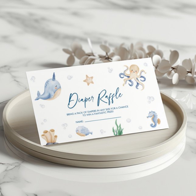 Under the Sea Baby Shower Diaper Raffle  Enclosure Card (Creator Uploaded)