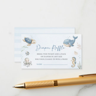 Under The Sea Baby Shower Diaper Raffle Enclosure Card