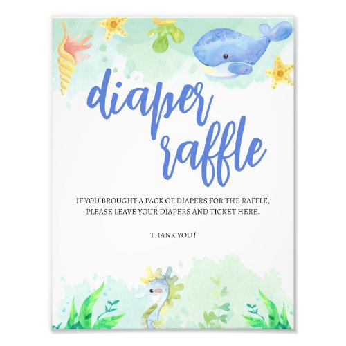 Under the Sea Baby Shower Diaper Raffle Sign