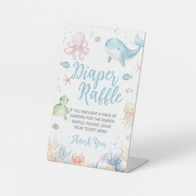 Under the Sea Baby Shower Diaper Raffle Sign (Front)