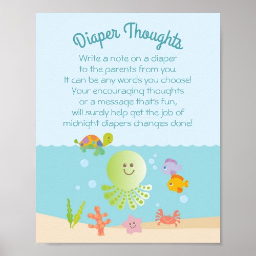 Under the Sea Baby Shower Diaper Thoughts Game Poster