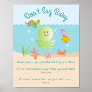 Under the Sea Baby Shower Don't Say Baby Game Poster