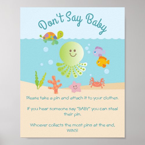 Under the Sea Baby Shower Dont Say Baby  Game Poster