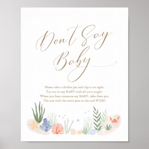 Under the Sea Baby Shower Dont Say Baby Sign