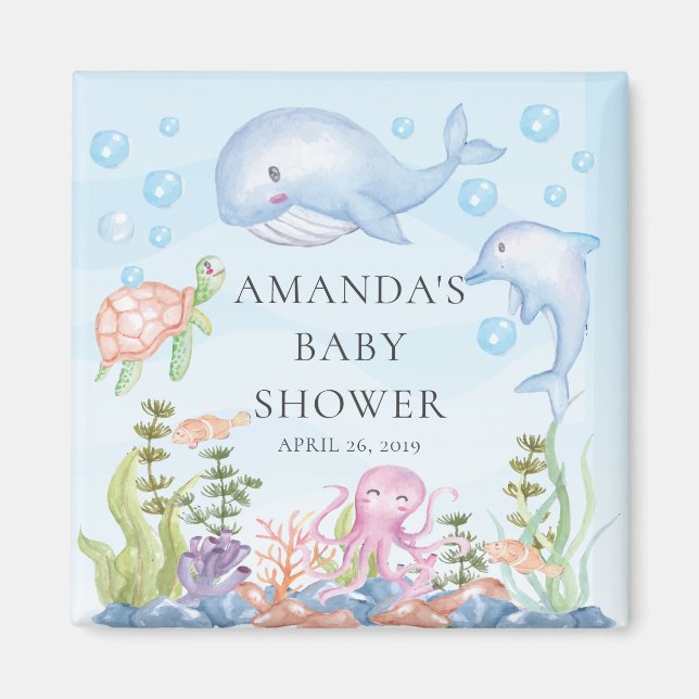 Under the Sea Baby Shower Favor  Magnet (Front)
