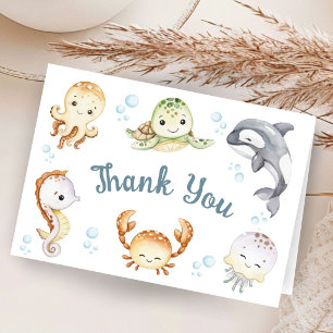 Under The Sea Baby Shower Folded Thank You Card