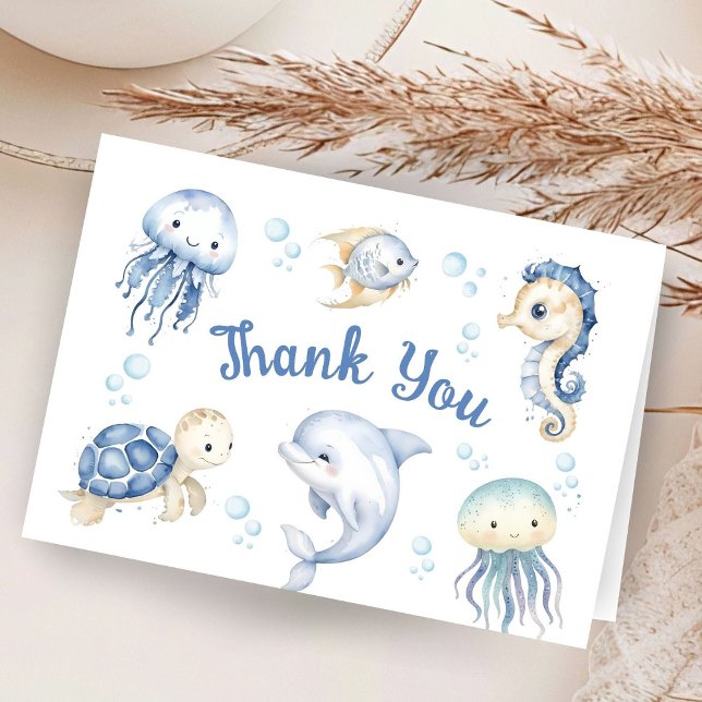 Under The Sea Baby Shower Folded Thank You Card (Creator Uploaded)