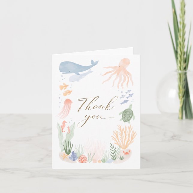 Under the Sea Baby Shower Folded Thank You Card (Front)