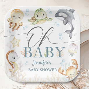 Under The Sea Baby Shower Gender Neutral Ocean Paper Plates