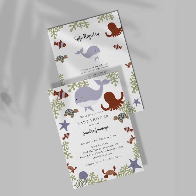 Under the Sea Baby Shower Gift Registry QR Code Invitation (Creator Uploaded)