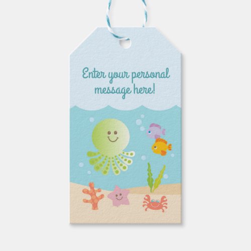 Under the Sea Baby Shower Gift Tag Blue and Green