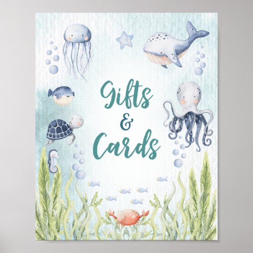 Under The Sea Baby Shower GiftsCards Poster