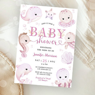 Under The Sea Baby Shower Girl Pink Ocean Invitation