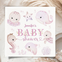 Under The Sea Baby Shower Girl Pink Ocean Paper