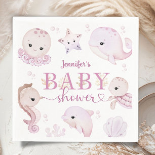 Under The Sea Baby Shower Girl Pink Ocean Paper Napkins