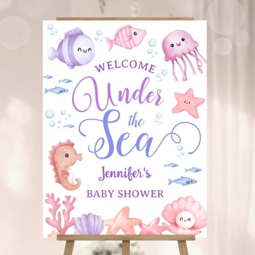Under The Sea Baby Shower Girl Pink Ocean Welcome Foam Board