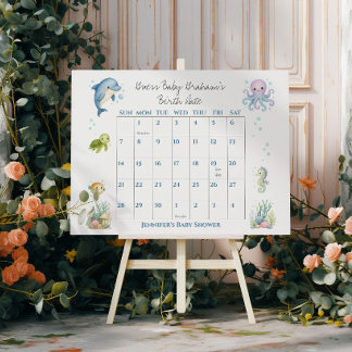 Under the Sea Baby Shower Guess Baby's Birth Date Foam Board