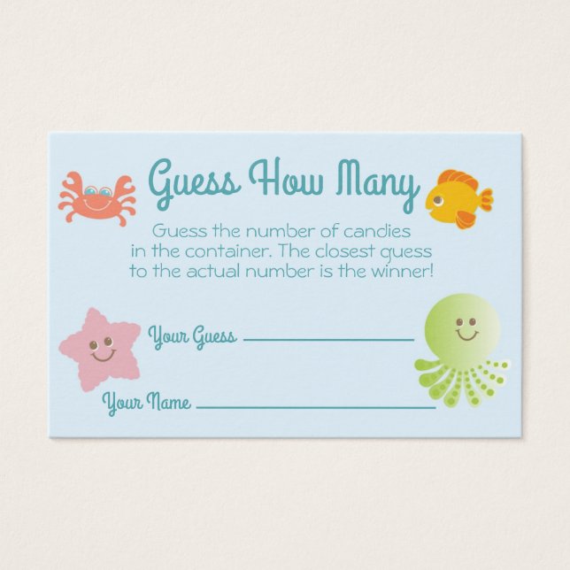 Under the Sea Baby Shower Guess How Many Card (Front)