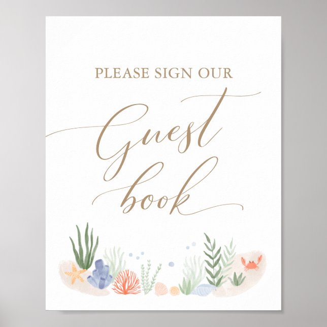 Under the Sea Baby Shower Guest Book Sign (Front)