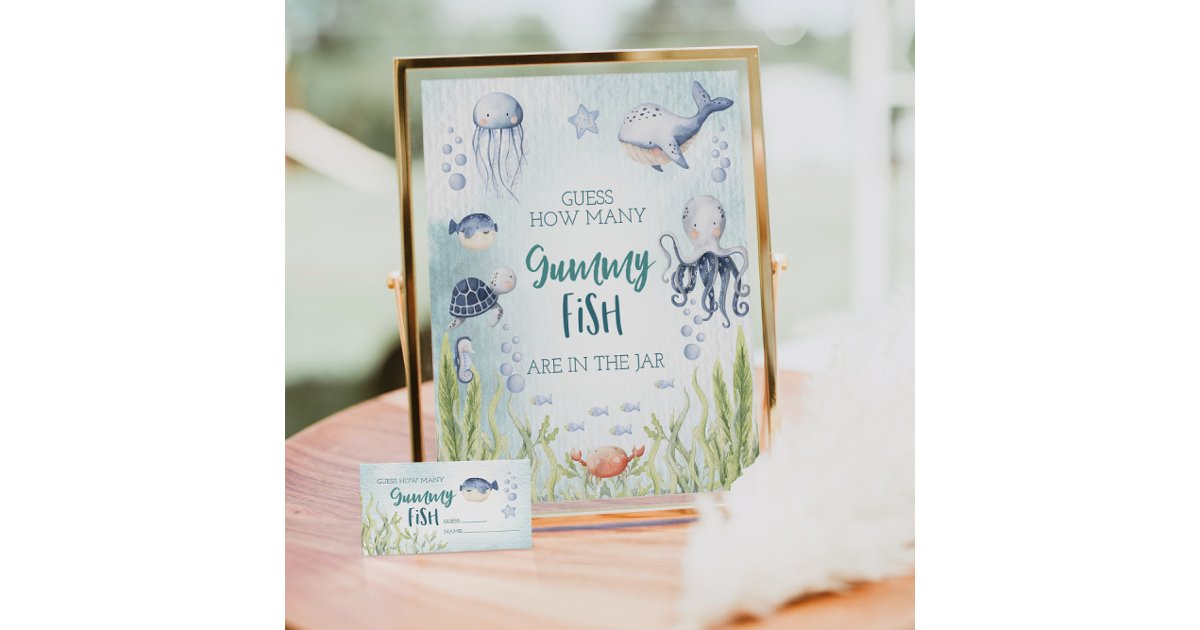 Under The Sea Baby Shower Gummy Fish Game Sign | Zazzle